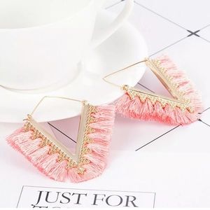 🥳HP 🥳 PINK BOHO TASSEL DANGLE DROP EARRINGS